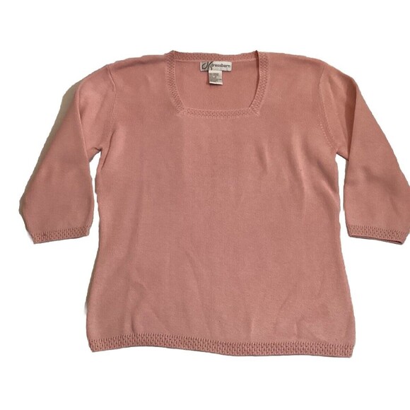 Sweaters - DRESSBARN True Pink Cotten Blend Delicate Pull Over Sweater 3/4 Sleeve Sz Small